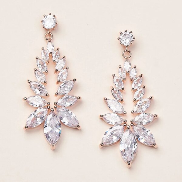 boucles d oreilles mariée longue goutte pour femme, fleur de luxe, cuir chevelu contre-indiqué