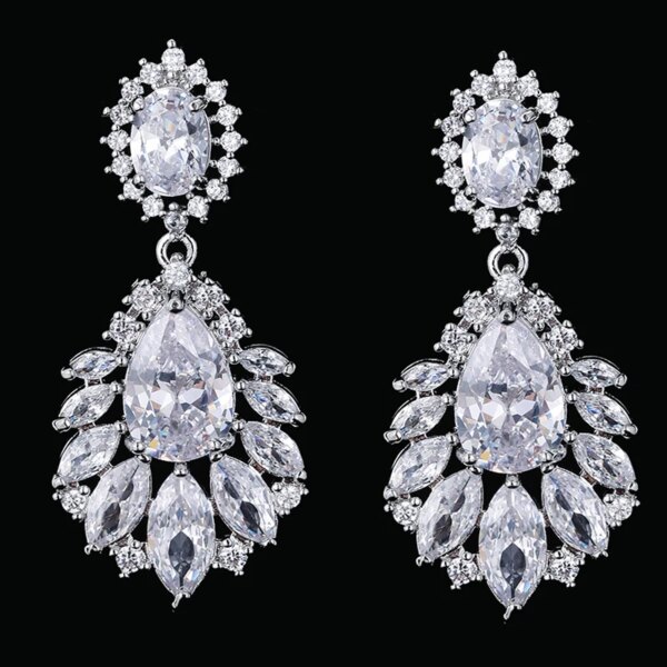 boucles d oreilles mariée longue goutte pour femme, fleur de luxe, cuir chevelu contre-indiqué