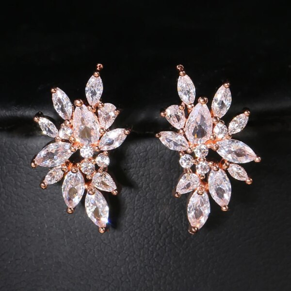 boucles d oreilles mariée en argent pour femmes, bijoux mignons, en forme de fleur
