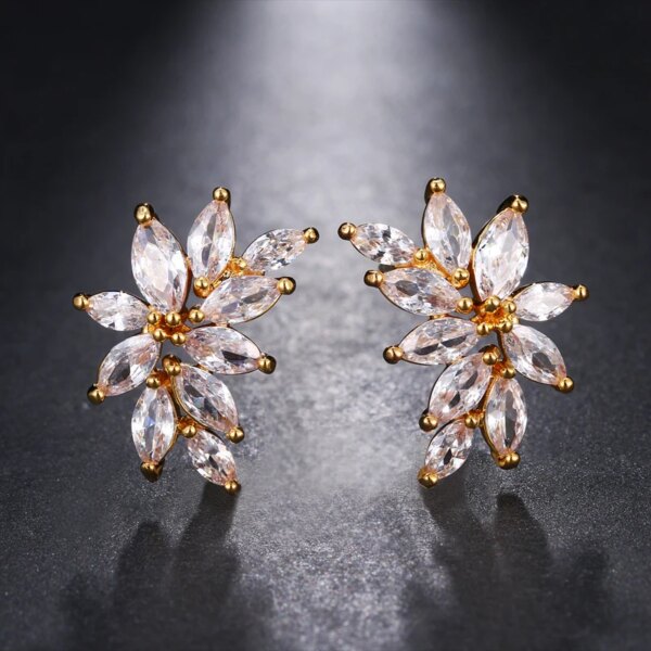 boucles d oreilles mariée en argent pour femmes, bijoux mignons, en forme de fleur