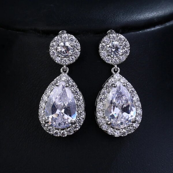 boucles d oreilles mariée en forme de goutte d'eau pour femmes, breloques, longues