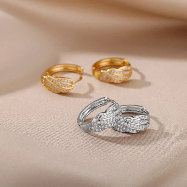 boucles d oreilles mariée géométriques en acier inoxydable pour femmes, bijou en Zircon