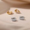 boucles d oreilles mariée géométriques en acier inoxydable pour femmes, bijou en Zircon