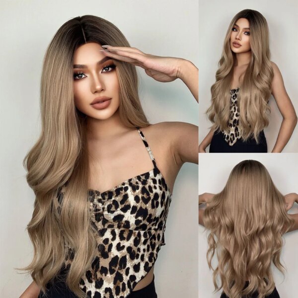 perruque synthétique bouclée longue pour femmes