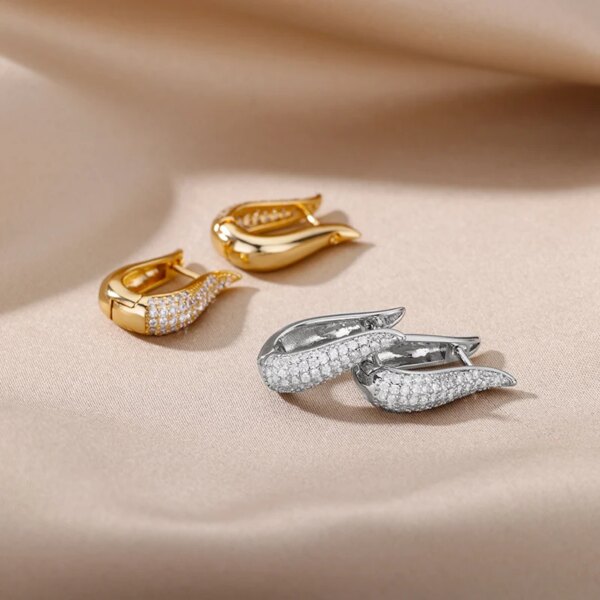 boucles d oreilles mariée géométriques en acier inoxydable pour femmes, bijou en Zircon