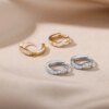 boucles d oreilles mariée géométriques en acier inoxydable pour femmes, bijou en Zircon