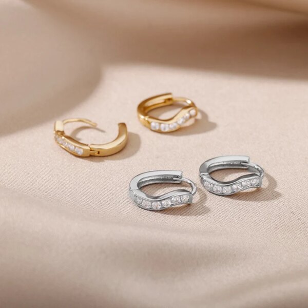 boucles d oreilles mariée géométriques en acier inoxydable pour femmes, bijou en Zircon