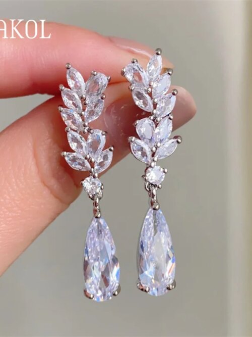 boucles d oreilles mariée en Zircon blanc pour femme