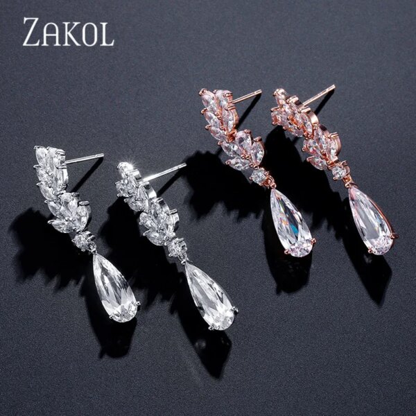 boucles d oreilles mariée en Zircon blanc pour femme