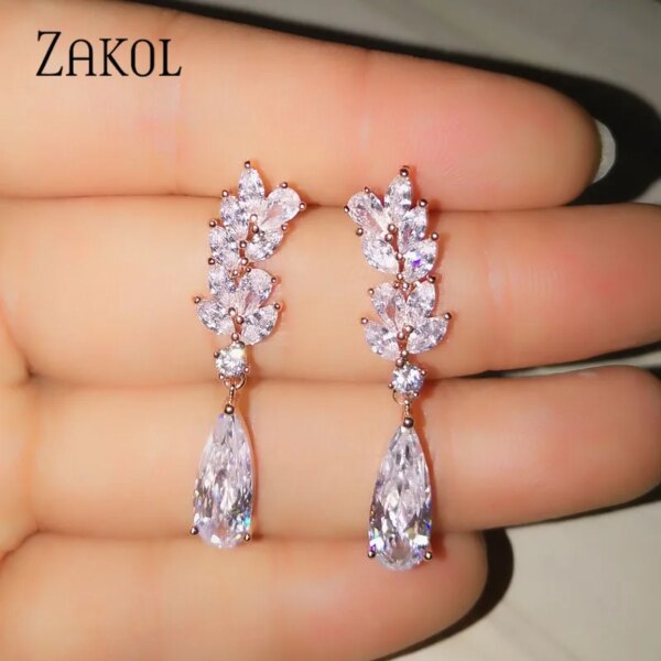 boucles d oreilles mariée en Zircon blanc pour femme