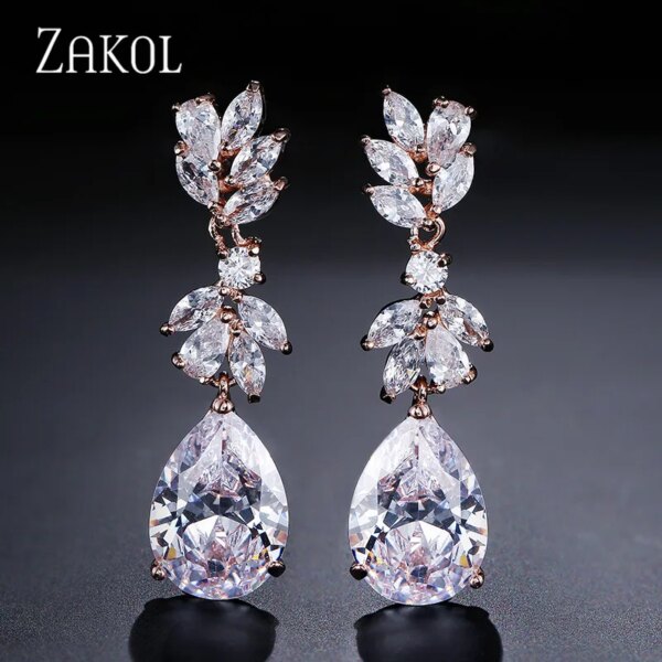 boucles d oreilles mariée en Zircon blanc pour femme