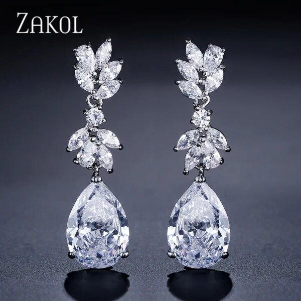 boucles d oreilles mariée en Zircon blanc pour femme