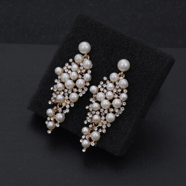boucles d oreilles mariée de mariée couleur or, boucles d'oreilles de déclaration