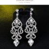 boucles d oreilles mariée longues en biscuits cristal clair pour femmes, bijoux de mariage