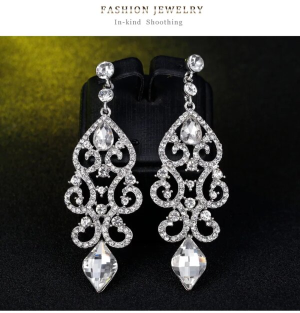 boucles d oreilles mariée longues en biscuits cristal clair pour femmes, bijoux de mariage