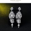 boucles d oreilles mariée longues en biscuits cristal clair pour femmes, bijoux de mariage