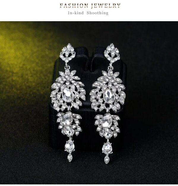 boucles d oreilles mariée longues en biscuits cristal clair pour femmes, bijoux de mariage