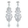 boucles d oreilles mariée longues en biscuits cristal clair pour femmes, bijoux de mariage
