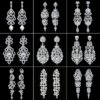 boucles d oreilles mariée longues en biscuits cristal clair pour femmes, bijoux de mariage
