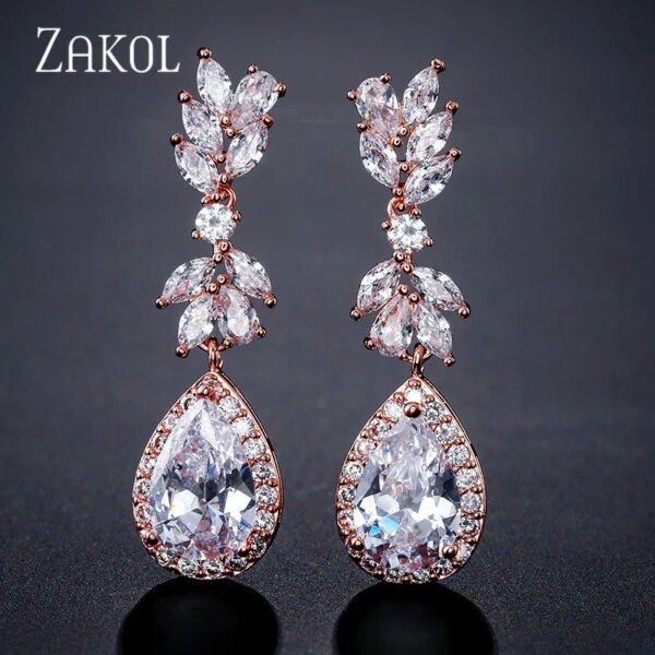 boucles d oreilles mariée en Zircon blanc pour femme