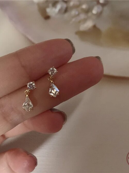 boucles d oreilles mariée en argent Sterling S925, goutte d'eau japonaise en cristal pour femmes