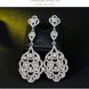 boucles d oreilles mariée longues en biscuits cristal clair pour femmes, bijoux de mariage