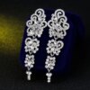 boucles d oreilles mariée longues en biscuits cristal clair pour femmes, bijoux de mariage