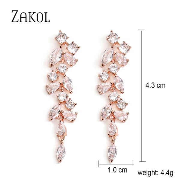 boucles d oreilles mariée longues en zircone cubique pour femmes élégantes