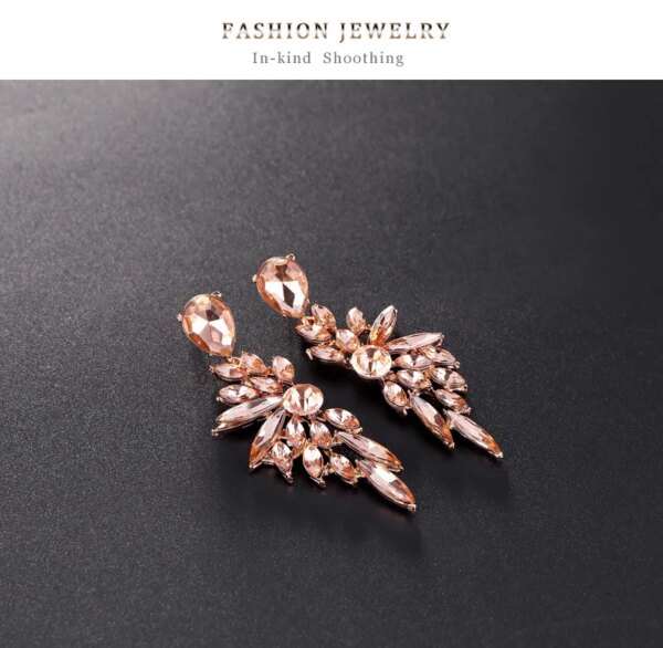 boucles d oreilles mariée longues en biscuits cristal clair pour femmes, bijoux de mariage