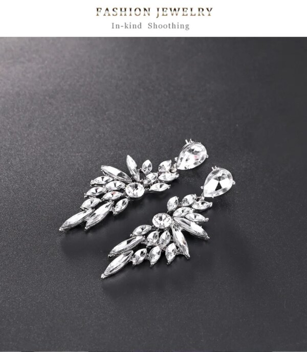 boucles d oreilles mariée longues en biscuits cristal clair pour femmes, bijoux de mariage