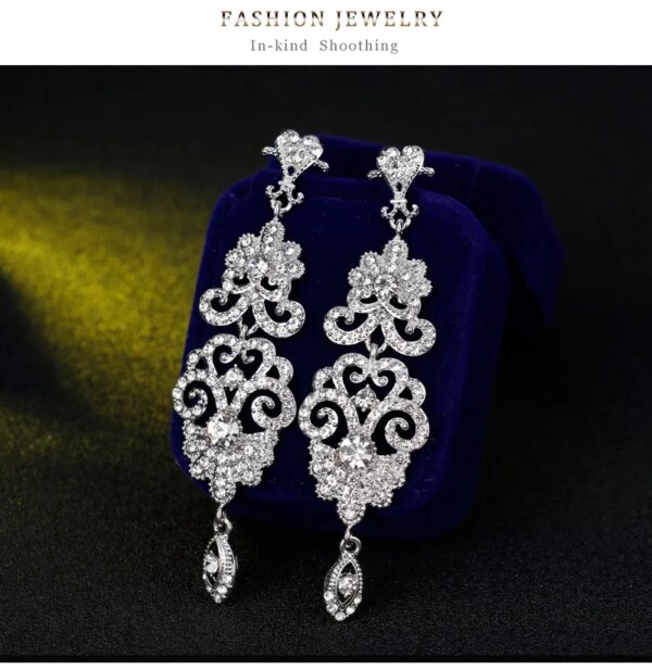 boucles d oreilles mariée longues en biscuits cristal clair pour femmes, bijoux de mariage