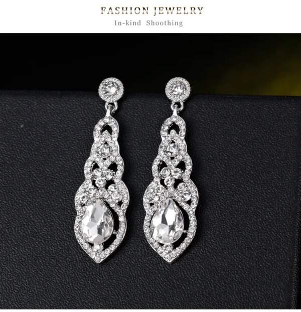 boucles d oreilles mariée longues en biscuits cristal clair pour femmes, bijoux de mariage