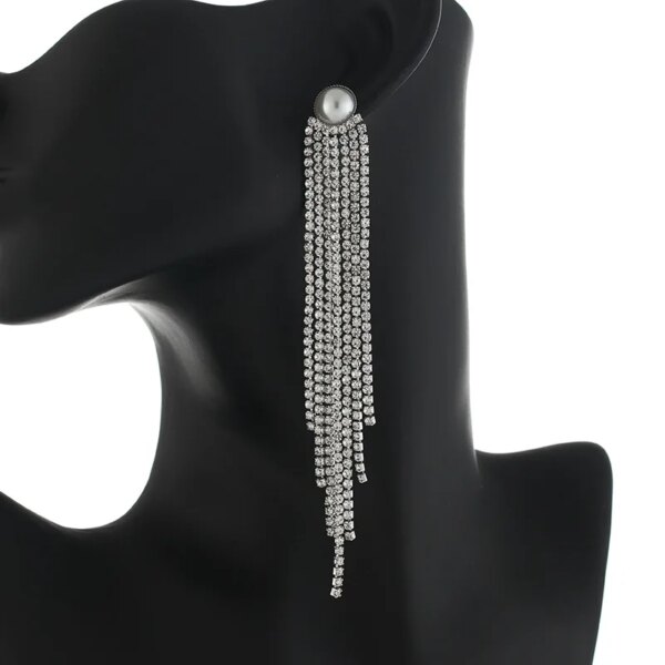 boucles d oreilles mariée longues en biscuits cristal clair pour femmes, bijoux de mariage