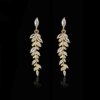 boucles d oreilles mariée en forme de feuille pour femmes, en Zircon