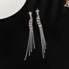 boucles d oreilles mariée longues en biscuits cristal clair pour femmes, bijoux de mariage