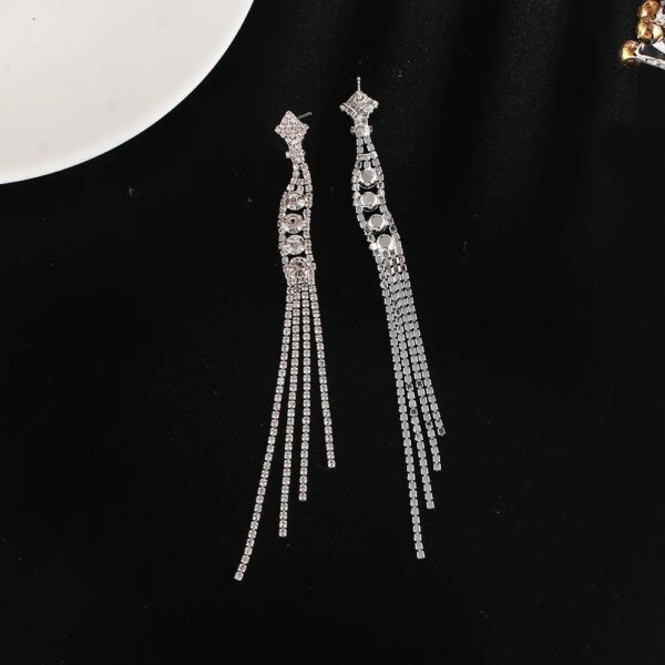 boucles d oreilles mariée longues en biscuits cristal clair pour femmes, bijoux de mariage