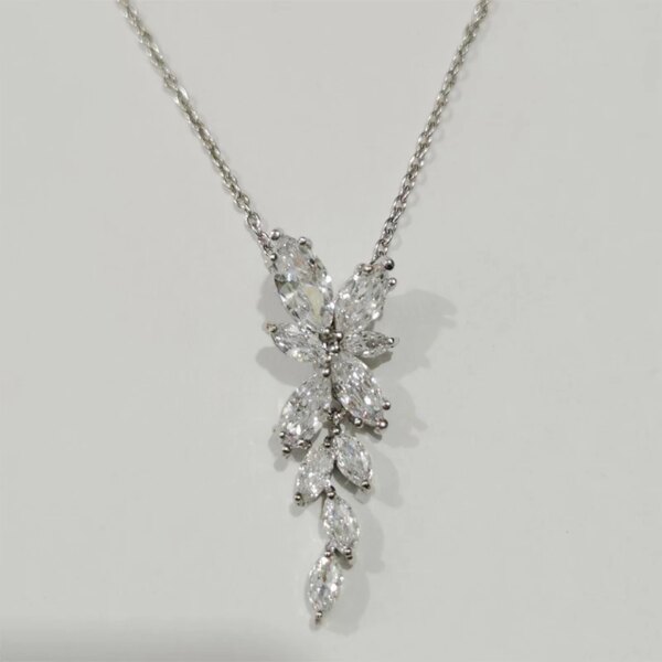 boucles d oreilles mariée en forme de feuille pour femmes, en Zircon