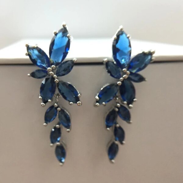 boucles d oreilles mariée en forme de feuille pour femmes, en Zircon