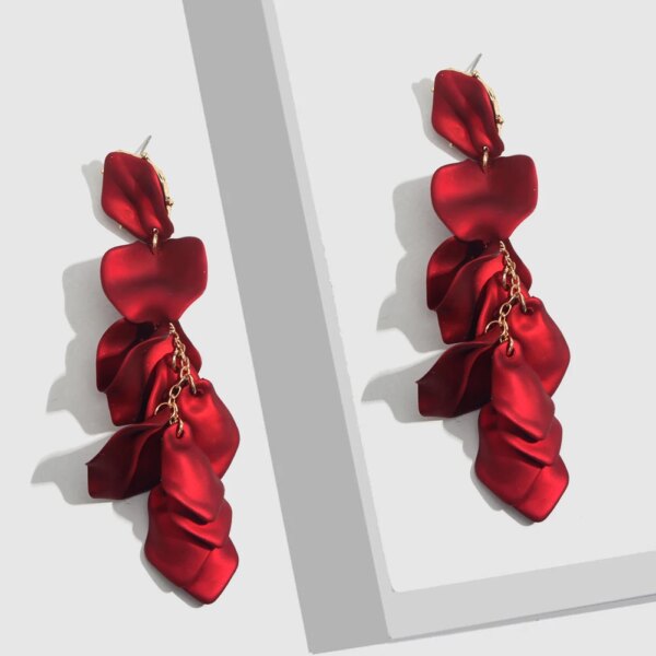 boucles d oreilles mariée longue en forme de fleur, bijoux fantaisie pour soirée