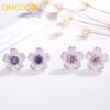 boucles d oreilles mariée en cristal pour femmes, couleur argent, fleur faite à la main