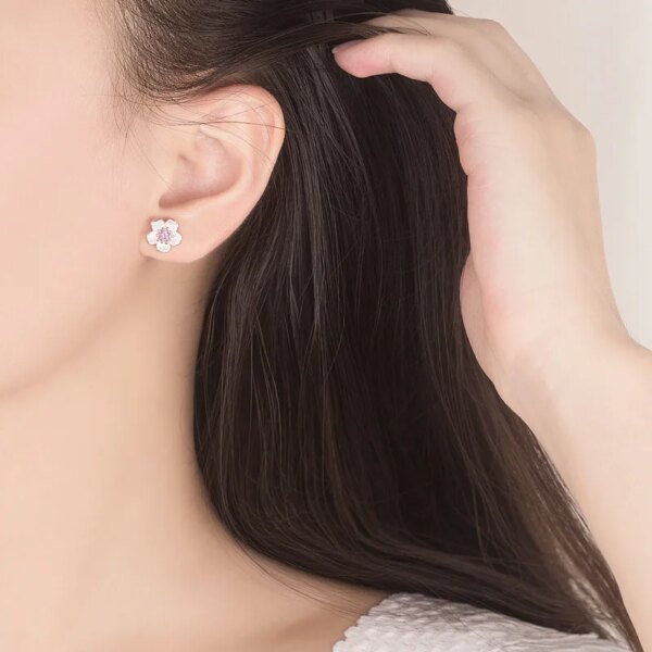 boucles d oreilles mariée en cristal pour femmes, couleur argent, fleur faite à la main