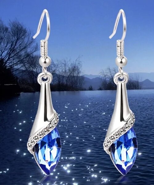 boucles d oreilles mariée goutte d'eau brillantes pour femmes, boucles d'oreilles élégantes