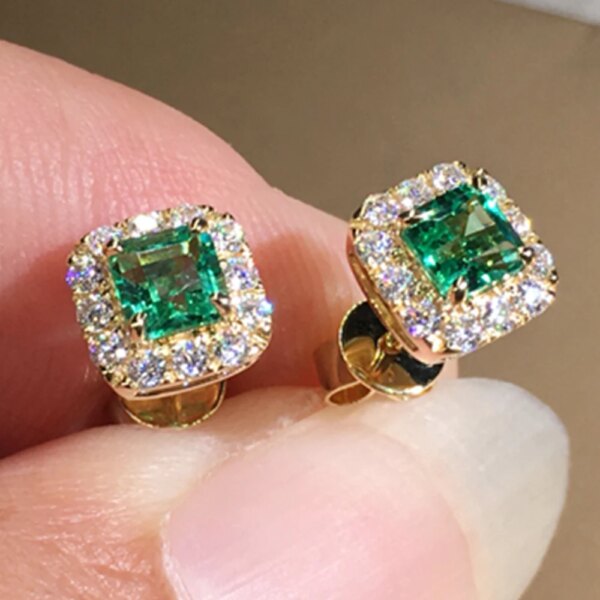 boucles d oreilles mariée en zircon cubique vert pour femme