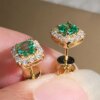 boucles d oreilles mariée en zircon cubique vert pour femme