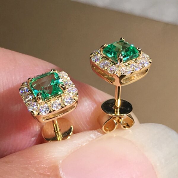 boucles d oreilles mariée en zircon cubique vert pour femme