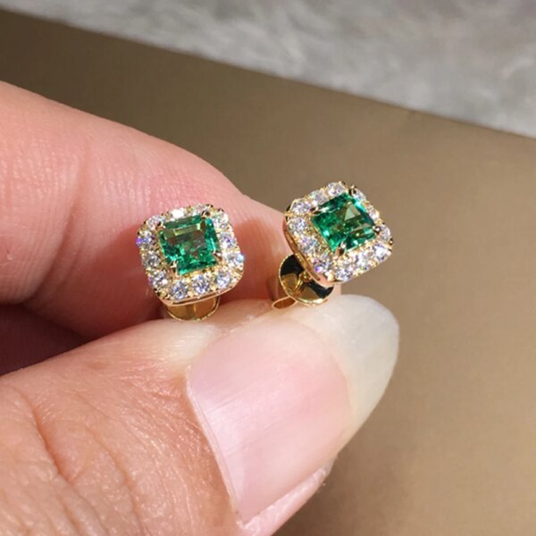 boucles d oreilles mariée en zircon cubique vert pour femme