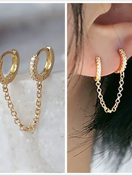 70935-12e8c5.jpg Boucle d oreille 2 trous en Clip Brcorporelle à 2 Trous pour Femme, Accessoires de Bijoux Coréens