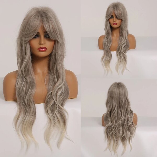 Perruque de Cosplay synthétique Ombre Blonde pour femmes