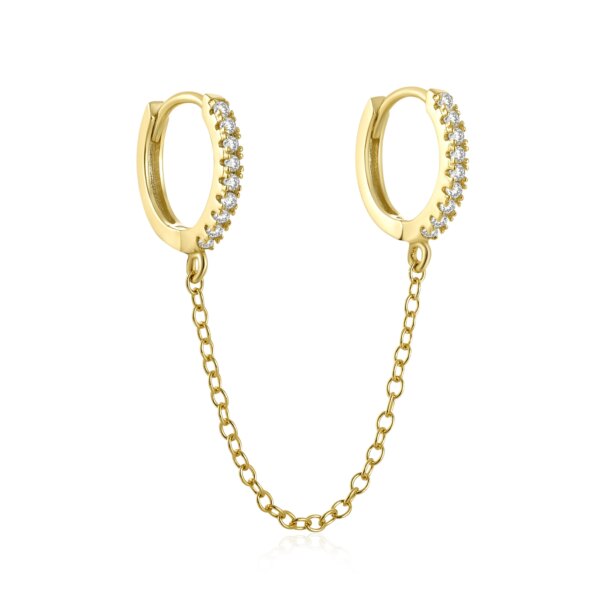 Boucle d oreille 2 trous en argent Sterling 925 et Zircon blanc pour femmes