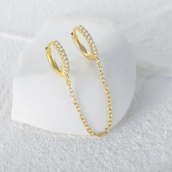 Boucle d oreille 2 trous en argent Sterling 925 et Zircon blanc pour femmes